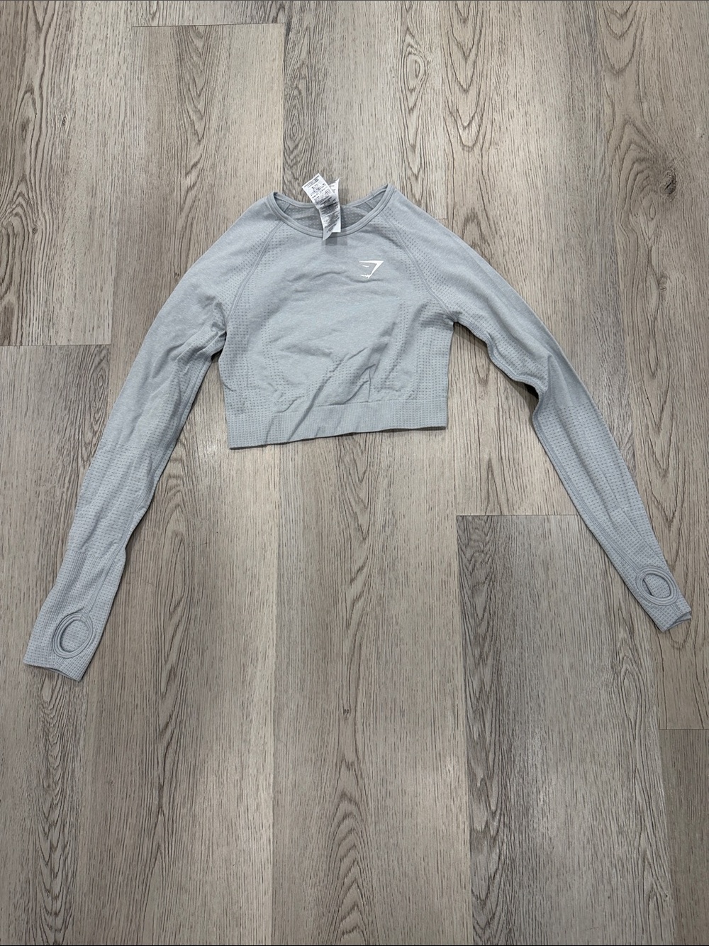 Gymshark Light Gray Seamless Cropped Long-Sleeve Top